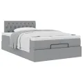 Cadre de lit ottoman et matelas gris clair 120x200 cm tissu