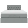 Cadre de lit ottoman et matelas gris clair 120x200 cm tissu