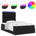 Cadre de lit ottoman avec matelas noir 120x200cm tissu