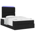 Cadre de lit ottoman avec matelas noir 120x200cm tissu