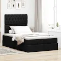 Cadre de lit ottoman avec matelas noir 120x200cm tissu