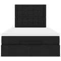 Cadre de lit ottoman avec matelas noir 120x200cm tissu