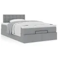 Cadre de lit ottoman et matelas gris clair 120x200 cm tissu