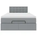 Cadre de lit ottoman et matelas gris clair 120x200 cm tissu