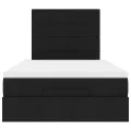 Cadre de lit ottoman avec matelas noir 120x200cm tissu