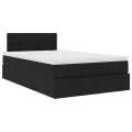 Cadre de lit ottoman avec matelas noir 120x200cm tissu