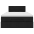 Cadre de lit ottoman avec matelas noir 120x200cm tissu
