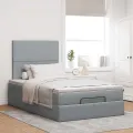 Cadre de lit ottoman et matelas gris clair 120x200 cm tissu