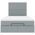 Cadre de lit ottoman et matelas gris clair 120x200 cm tissu