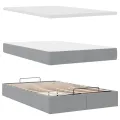 Cadre de lit ottoman et matelas gris clair 120x200 cm tissu