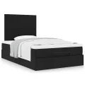 Cadre de lit ottoman avec matelas noir 120x200cm tissu