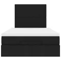 Cadre de lit ottoman avec matelas noir 120x200cm tissu