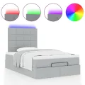 Cadre de lit ottoman et matelas gris clair 120x200 cm tissu