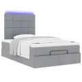 Cadre de lit ottoman et matelas gris clair 120x200 cm tissu