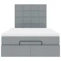 Cadre de lit ottoman et matelas gris clair 120x200 cm tissu