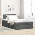 Cadre de lit ottoman avec matelas gris foncé 120x200cm tissu