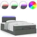 Lit ottoman avec matelas gris foncé 120x200 cm tissu