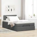Lit ottoman avec matelas gris foncé 120x200 cm tissu