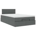 Lit ottoman avec matelas gris foncé 120x200 cm tissu