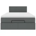 Lit ottoman avec matelas gris foncé 120x200 cm tissu