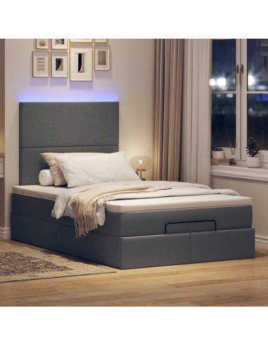 Cadre de lit ottoman avec matelas gris foncé 120x200cm tissu