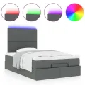Cadre de lit ottoman avec matelas gris foncé 120x200cm tissu