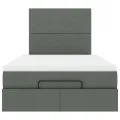 Cadre de lit ottoman avec matelas gris foncé 120x200cm tissu