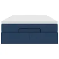 Cadre de lit ottoman avec matelas bleu 120x200 cm tissu