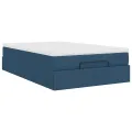 Cadre de lit ottoman avec matelas bleu 120x200 cm tissu