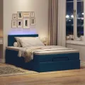 Lit ottoman avec matelas bleu 120x200 cm tissu