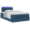 Lit ottoman avec matelas bleu 120x200 cm tissu