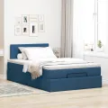 Lit ottoman avec matelas bleu 120x200 cm tissu