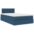 Lit ottoman avec matelas bleu 120x200 cm tissu