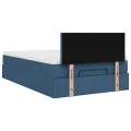 Lit ottoman avec matelas bleu 120x200 cm tissu