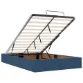 Lit ottoman avec matelas bleu 120x200 cm tissu