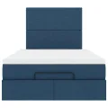 Cadre de lit ottoman avec matelas bleu 120x200 cm tissu