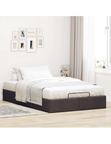 Cadre de lit ottoman sans matelas marron foncé 120x200 cm tissu