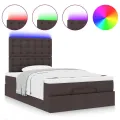 Cadre de lit ottoman avec matelas marron foncé 120x200 cm tissu