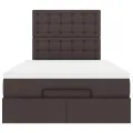Cadre de lit ottoman avec matelas marron foncé 120x200 cm tissu