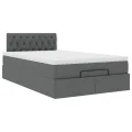 Cadre de lit ottoman avec matelas gris foncé 120x190 cm tissu