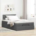Cadre de lit ottoman avec matelas gris foncé 120x190 cm tissu
