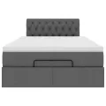 Cadre de lit ottoman avec matelas gris foncé 120x190 cm tissu