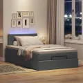 Lit ottoman avec matelas gris foncé 120x190 cm tissu