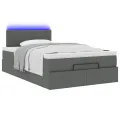 Lit ottoman avec matelas gris foncé 120x190 cm tissu