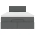 Lit ottoman avec matelas gris foncé 120x190 cm tissu