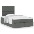 Cadre de lit ottoman avec matelas gris foncé 120x190 cm tissu
