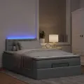Lit ottoman avec matelas gris clair 120x190 cm tissu