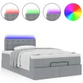 Lit ottoman avec matelas gris clair 120x190 cm tissu