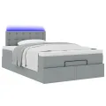 Lit ottoman avec matelas gris clair 120x190 cm tissu