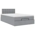 Lit ottoman avec matelas gris clair 120x190 cm tissu